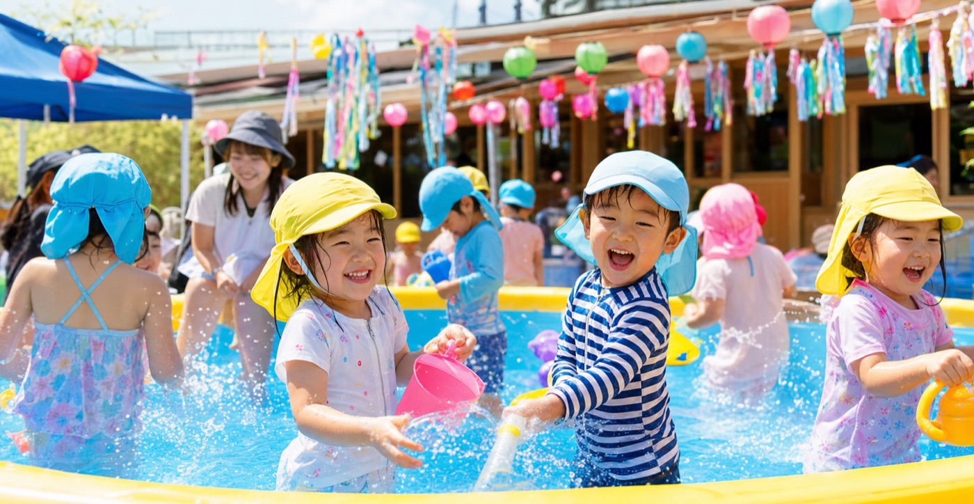 夏のプールあそびの様子