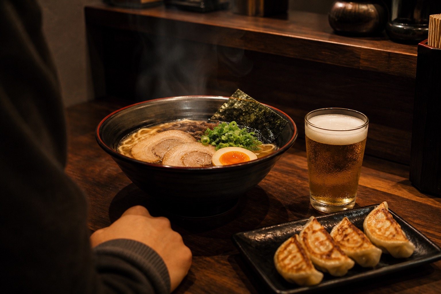 ラーメンとビール