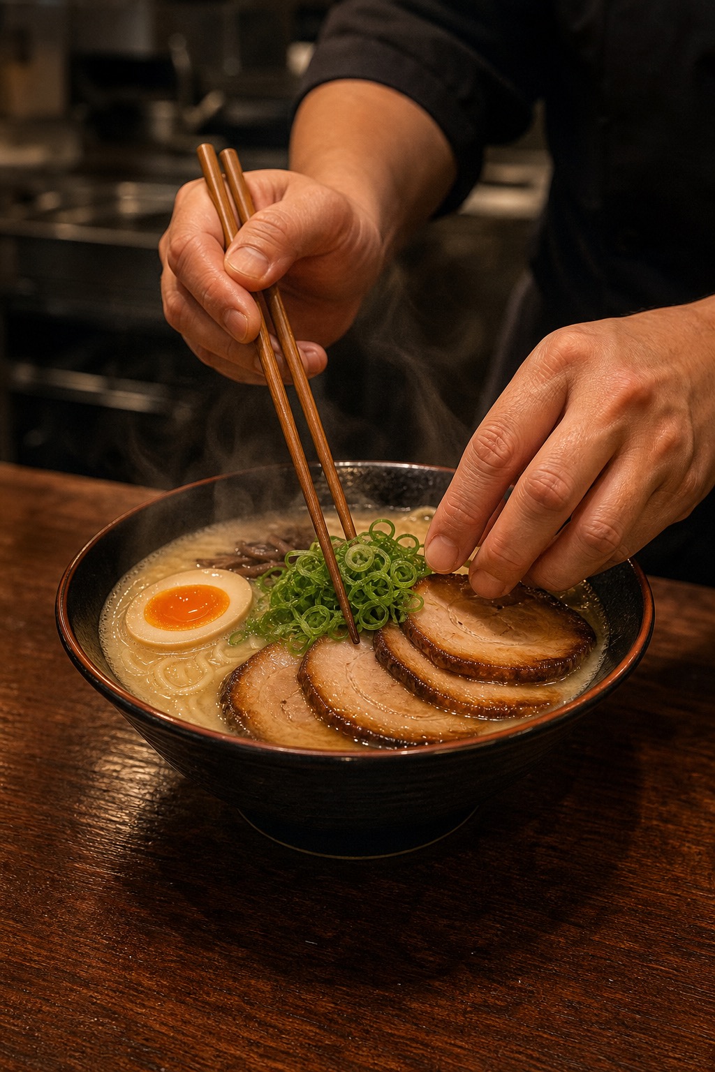 盛り付けられたラーメン